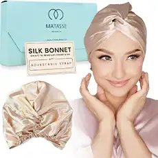 MATASSE Silk Bonnet for Sleeping with Adjustable Strap for Curly